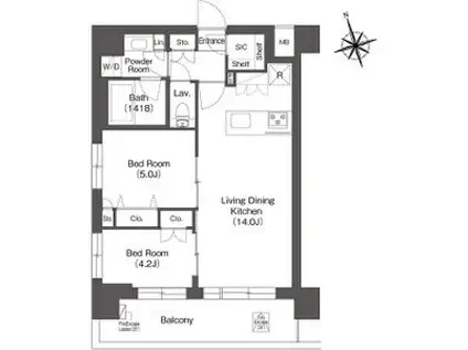 ルーウェ東大泉(2LDK/2階)の間取り写真