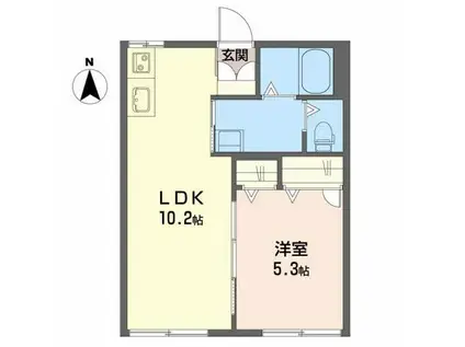 メイプルYH(1LDK/1階)の間取り写真