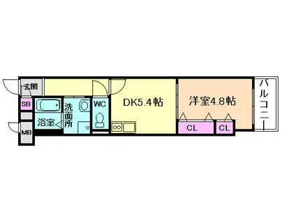 イーストヴィラ梅田(1DK/7階)の間取り写真