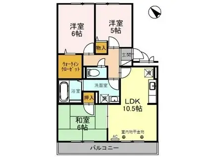 ジョルナーレ小立野A(3LDK/3階)の間取り写真