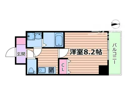 アスティア西中島2(1K/8階)の間取り写真