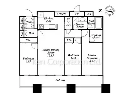 芝浦アイランド エアタワー(3LDK/38階)の間取り写真