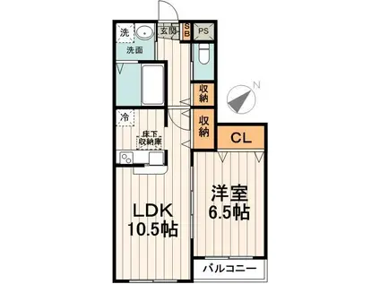 レゾ・オール(1LDK/1階)の間取り写真