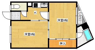 明徳ビル(2K/3階)の間取り写真