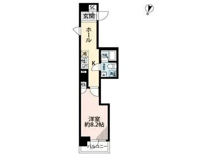 プレール・ドゥーク池上II(1K/2階)の間取り写真