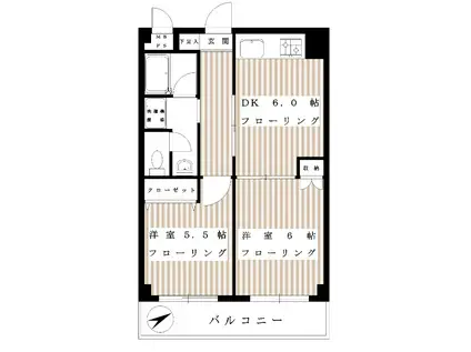 ア・ボートルサンテ西館(2DK/3階)の間取り写真