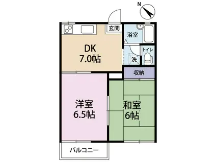タウンアベニュー小泉A(2DK/2階)の間取り写真