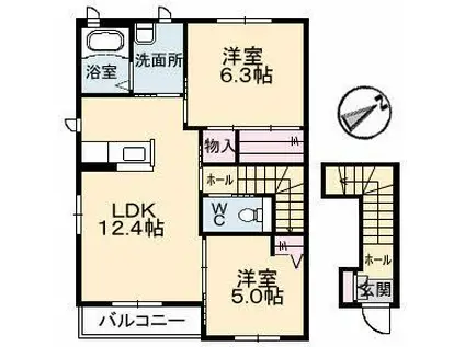 ドリームフォレストS(2LDK/2階)の間取り写真