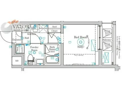 MIND 武蔵中原(1K/2階)の間取り写真