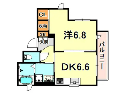 シャーメゾン郡家(1DK/3階)の間取り写真