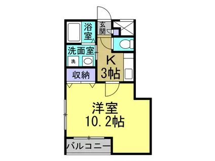 アンプルールリーブルD&S(1K/1階)の間取り写真