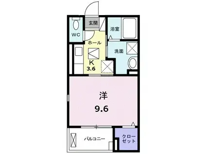 GRANDE MUKAI VI(1K/1階)の間取り写真