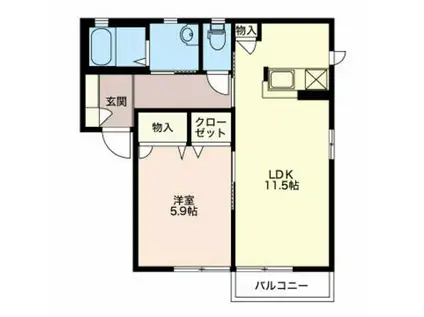 サニーコートC棟(1LDK/2階)の間取り写真