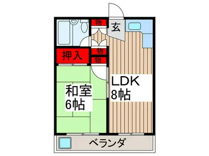 サトーハイツ(1LDK/2階)の間取り写真