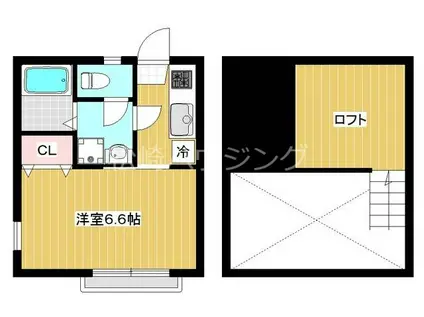HKハイム(1K/2階)の間取り写真