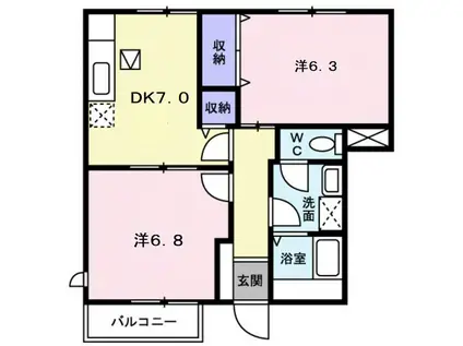 ソリアードテルゾォ(2DK/1階)の間取り写真