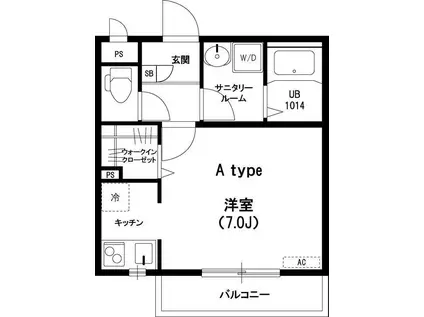リブリ・SOMMET・峰(1K/1階)の間取り写真