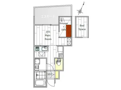VIVRE都立大学(1SK/1階)の間取り写真