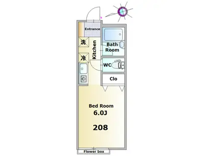 ハイツ穴川(1K/2階)の間取り写真