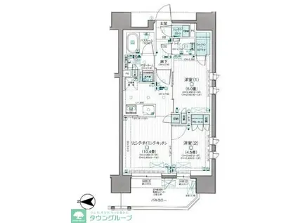 デュオステージ相模大塚(2LDK/11階)の間取り写真