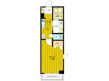 グランドソレーユIII(1K/1階)の間取り写真