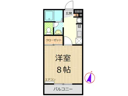 HILLS大坂(1K/2階)の間取り写真