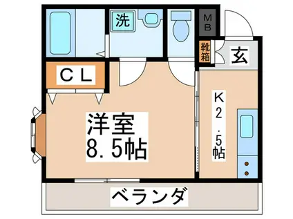 シャポベールT-SKY(1K/3階)の間取り写真