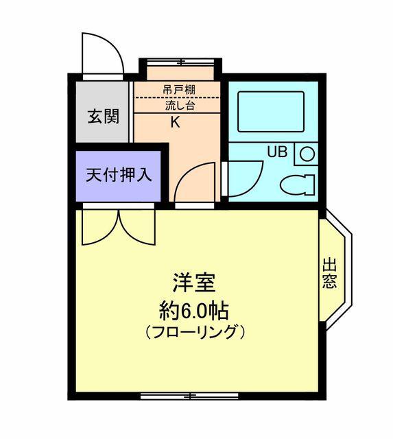 グリーンコーポ谷塚(1K/2階)の間取り写真