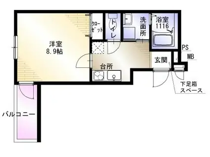 フジブロッサム高殿(1K/1階)の間取り写真