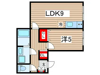 アブニール(1LDK/1階)の間取り写真