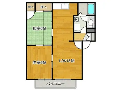 シーサイドハイツ(2LDK/2階)の間取り写真