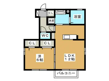 エーデルハイムB(1LDK/1階)の間取り写真