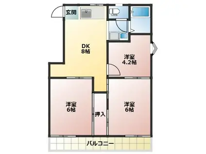 ハイライフ吉川(3DK/2階)の間取り写真