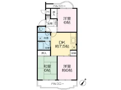 ボン クレール(3DK/1階)の間取り写真