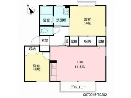 ファーストディアス(2LDK/2階)の間取り写真