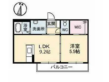 グランラシュレ A棟(1LDK/2階)の間取り写真