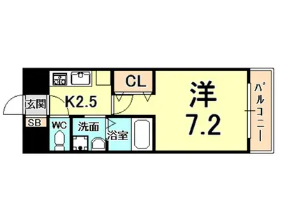 センプレヴィータ甲子園(1K/3階)の間取り写真