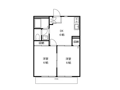 ウエストヒル神大寺I(2DK/1階)の間取り写真