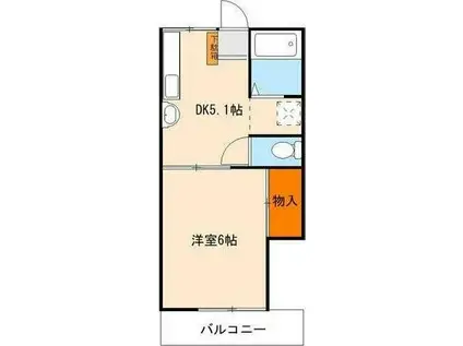 富岡ハイツ(1DK/1階)の間取り写真
