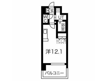 CUORE(ワンルーム/9階)の間取り写真
