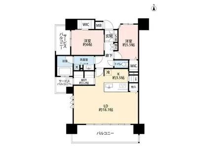 レーベン熊本駅レクシア(2LDK/15階)の間取り写真