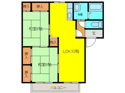 ディアス池田A-C棟(2LDK/2階)の間取り写真