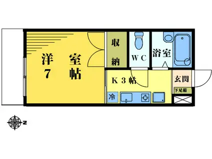 フラットカメリア(1K/2階)の間取り写真