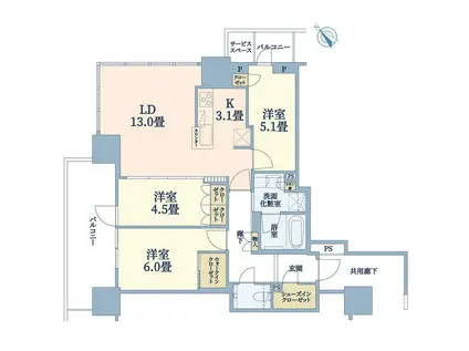 プラウドタワー相模大野クロス(3LDK/29階)の間取り写真