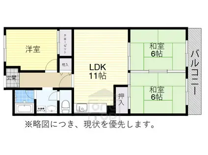 千里スカイハイツ(3LDK/7階)の間取り写真