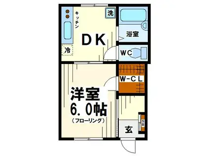 小沼ハイツ(1DK/1階)の間取り写真