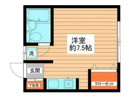 ペルレシュロスPARTVII(ワンルーム/2階)の間取り写真