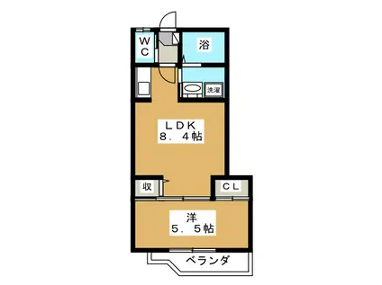 コーポたちばな(1LDK/2階)の間取り写真