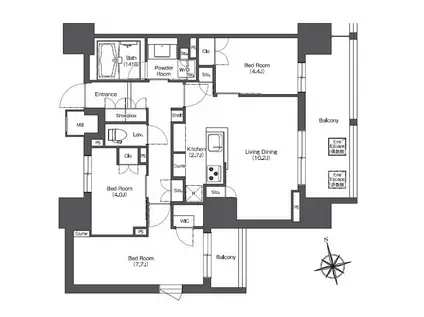 LIBRGRANT西新宿ウエスト(3LDK/11階)の間取り写真