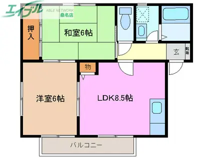トムハイツ(2LDK/2階)の間取り写真